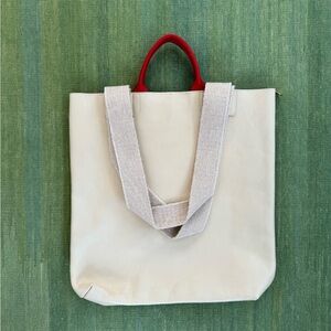 Clare V white leather tote bag